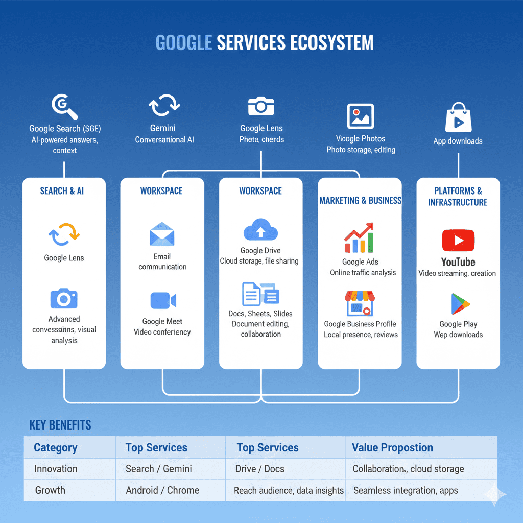 أهم خدمات موقع Google